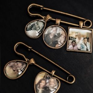 Large Gold Safety Pins with pendants